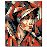Painting by numbers - retro portrait of the 40s-50s in abstract Popova style